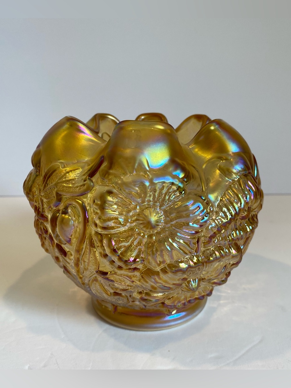 Vintage Fenton Marigold Carnival Glass Rose Bowl